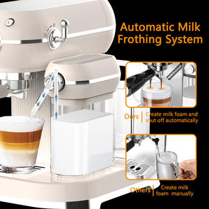 Machine à expresso semi-automatique <span class=keywords><strong>vintage</strong></span> rétro classique 2025 avec boîte à lait, mousseur automatique, pression de 20 bars, 1350 W - Product Image 5