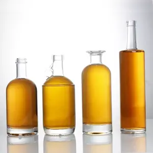 Factory Customized Square Bottle 750ml Vodka Glass Bottle With Cork Cap