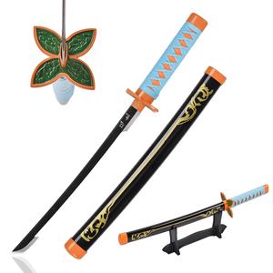 Vente en gros 45cm japonais Anime démon tueur véritable Nichirin lame <span class=keywords><strong>Shinobu</strong></span> Kocho <span class=keywords><strong>Katana</strong></span> épée originale en métal avec support en plastique - Product Image 1