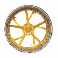 Jantes forgées Rucci personnalisées de 20, 22, 24, 26 pouces, 2/3 pièces, à rayons dorés, à lèvre chromée profonde, avec capuchon flottant pour Range Rover Escalade