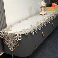 Nappe Moderne Faite à la Main Broderie Soluble à l'Eau Dentelle Organza Semi-Transparente Chemin de Table en Gaze Anti-Huile pour Fêtes d'Anniversaire