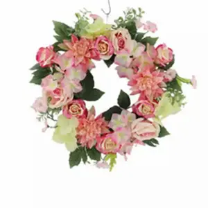 The Artificial Flower Decorate Wreath Pink Wreath For Front Foor Door Christmas Decoration Supplies