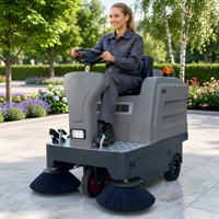 Balayeuse industrielle autoportée, largeur de balayage 1250 mm, haute efficacité, alimentée par batterie, pour entrepôt et usine