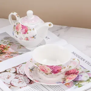 Tetera de cerámica de estilo Retro inglés, juego de tazas y tazas de café de diseñador, decoración del hogar para té de la tarde