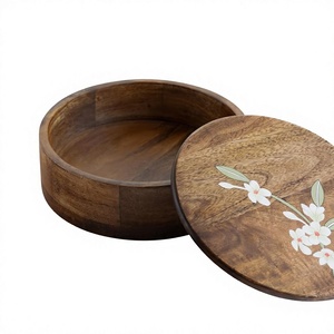 Natural <b>Wood</b> Handcrafted Chapati <b>Box</b> | Eco-Friendly Durable Roti <b>Storage</b> Keeper <b>with</b> Flip Top <b>Lid</b> | Indian Kitchenware - Product Image 4