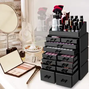 Black Acrylic multistorage drawers Makeup Organizer storage drawers boxes