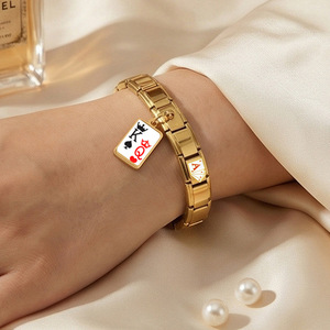 Pulsera de Acero Inoxidable con Dijes de la <span class=keywords><strong>Serie</strong></span> de Cartas de Póker Italiana, Joyería de Moda, Regalos para <span class=keywords><strong>Amigos</strong></span>, Venta al por Mayor - Product Image 3
