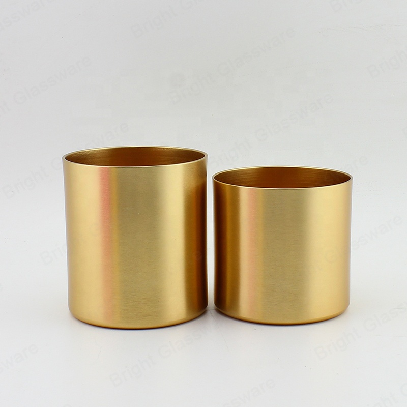 Luxo Elegante Vazio Personalizado Novo Design Handmade Brass Candle Tin Container Copper Gold Candle Jars Wedding Candle Holder