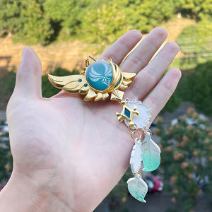 Juego Visiones Colgante Luminoso Barbatos Zhongli Wanderer Genshined <span class=keywords><strong>Impact</strong></span> Anime Llavero Etiqueta Venta al por mayor llaveros de metal - Product Image 3