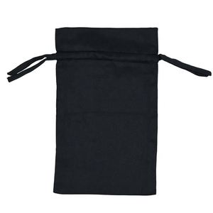 Color Silk Satin Promotional Branding Dust <b>Bag</b> Hair Satin Double Drawstring Sack Print Custom Made <b>Mini</b>(max Length<20cm) Black - Product Image 3