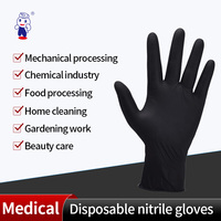 100 pièces de gants d'examen dentaire jetables en nitrile noir sans poudre, compatibles écrans tactiles, longueur 23 cm, pour usage manuel pur, économiques et sécurisés