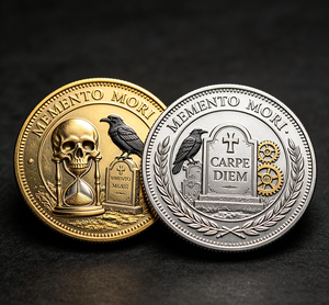 Moneda Conmemorativa Personalizada 3D Memento Mori Carpe Diem |   Diseño de Cuervo |   Moneda Conmemorativa Stoic de Metal para Coleccionistas y EDC - Product Image 3