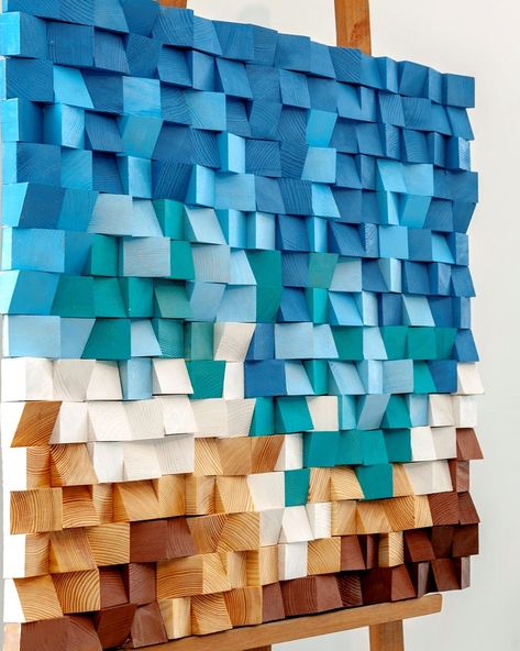 Sculptural Geometric Wall Art 3D Cubes Wood Artwork Living Room Porch Corridor Decoration Relief Geometry Painting