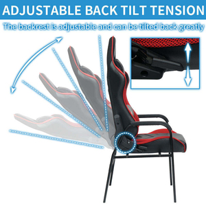 Chaise de jeu PC rouge en cuir PU pour gamer avec fonction massage, style racing - Product Image 3