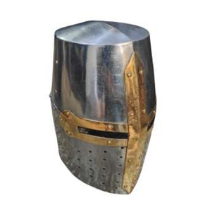 Casco Medieval de Latón Hecho a Mano, Armadura de Caballero de Acero y Latón para Recreación Histórica, Cosplay o Exhibición - Product Image 1