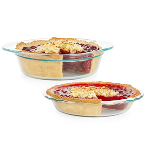 Atacado 2pcs Home Party <span class=keywords><strong>Round</strong></span> Resistente ao calor Borosilicato Vidro Servindo Pratos Comida Torta Panelas <span class=keywords><strong>Baking</strong></span> Trays Set para Forno de Cozinha - Product Image 1