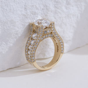 Bague en diamant ovale en or 14 carats Messi Jewelry MSR-2045 pour femmes - Product Image 2