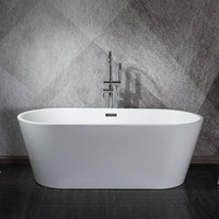 Baignoire moderne simple à immersion profonde, baignoire ovale autoportante pour salle de bain, baignoire de luxe moderne à immersion profonde