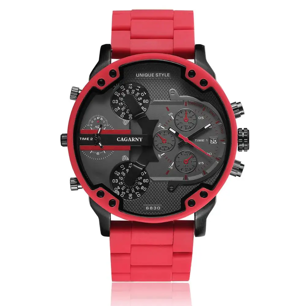 CAGARNY 6830 Men's Quartz Watch DZ Red Big Dial Steel Band Watch Men Hot Fashion Stylish Business Men's Watch In Wristwatches