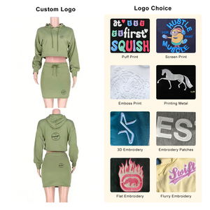 Set di gonna da <span class=keywords><strong>donna</strong></span> di lusso in due pezzi in tinta unita felpa con cappuccio e gonna Set abito da <span class=keywords><strong>donna</strong></span> <span class=keywords><strong>abbigliamento</strong></span> da palestra gonna da Tennis - Product Image 4