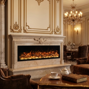 <span class=keywords><strong>Chimenea</strong></span> Eléctrica Empotrable de 80 Pulgadas, <span class=keywords><strong>Decorativa</strong></span>, sin Ventilación, Lineal, con Control Remoto, Llama LED, Estilo Francés, Ahorro de Energía - Product Image 3