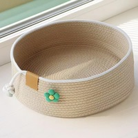 Cama para Gato de Corda de Algodão Durável com Envio Rápido, Ninho para Gato em Formato de Flor, Cestas para Animais de Estimação, Tamanho S-L, Quatro Estações