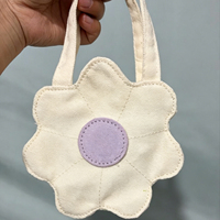 Bolso de Mano de Lona con Diseño de Mini Margaritas ZHYD, Pétalos Beige, Centro Verde, Bolso Tipo Tote Pequeño y Bonito para Niñas, Uso Diario Informal, Regalo
