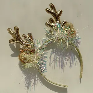 क्रिसमस के हेडबैंड बड़े एल्क सींग के बालों वाले बाल बैंड के सीक्वल के लिए सजाए गए महिला के कान