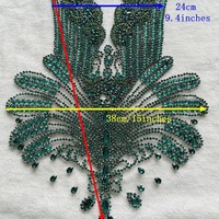 Grande applique de corsage en sequins et strass, appliques fines cousues à la main, cristaux et perles pour robes, vêtements et accessoires