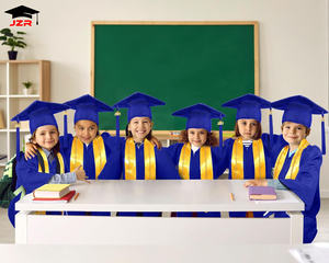 Bata de graduación y gorro azul real mate para niños, estola de cordón de Honor, vestido de preescolar, vestido de jardín de infantes - Product Image 2