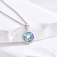Collier pendentif pour femme en argent sterling 925 avec opale bleue spéciale et placage or rhodié