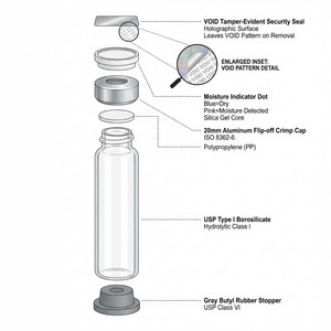Sello de Seguridad VOID para Viales con Indicador de Humedad - Holográfico Anti-Falsificación Autoadhesivo para Viales de Investigación - Product Image 3