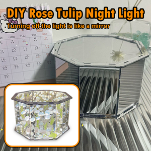Creativo LED marco de fotos luz nocturna DIY tulipán Rosa espejo cubo lámpara hecha a mano cuadrado regalo <span class=keywords><strong>para</strong></span> dormitorio luz nocturna regalo de cumpleaños - Product Image 6