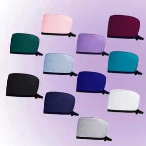 Baumwoll-Arbeits-Scrub-Mütze mit Rückenband eine Größe bunte benutzerdefinierte Farben und Muster schnelle Lieferung chirurgischer Krankenschwester-Mütze