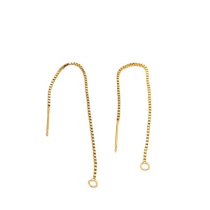 Filo per Orecchini in Acciaio Inossidabile 316L Placcato <span class=keywords><strong>Oro</strong></span> 18k PVD, Componenti per Gioielli, Filo per Orecchini a Perno con Catena Veneziana a Croce - Product Image 5
