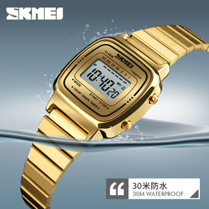 Skmei Digital Watch Women Stainless Steel Band 3Bar Water Resistant Electronic Movement Fashion Trendy Bracelet Watch - Product Image 4