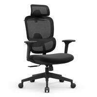Chaise de bureau ergonomique à dossier haut avec appui-tête réglable 4D, accoudoirs 3D, soutien lombaire double en maille, roulettes silencieuses en PU