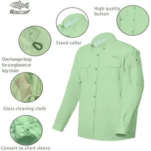 Camiseta de pesca manga comprida masculina, proteção uv upf 50 + com material de secagem rápida e resistente à água para caminhadas, pesca, safari e acampamento