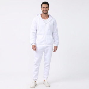 Conjunto Deportivo Unisex de 2 Piezas, Talla Grande, Estilo Urbano, Sudadera con Estampado Sólido, Chándal Informal con Cremallera Completa y Manga Larga para Invierno - Product Image 1