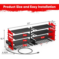 Grand support mural de rangement pour outils électriques, organisateur d'outils en métal robuste à 4 niveaux, étagère multifonction pour batteries