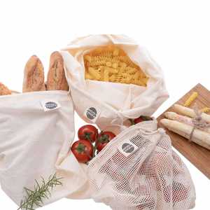 Bolsas de Muselina de Algodón Puro Reutilizables, Ecológicas y Duraderas, Paquete de 8/9/12, con Cordón de Cierre, Asa, para Regalos, Logotipo Personalizable, para Alimentos - Product Image 1