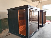 Ruang Sauna Luar Ruangan Modern Triunity Sauna dengan Jendela Kaca Panoramic untuk 2-4 Orang
