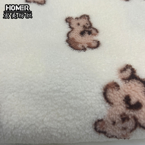 Thấp Moq Cực <span class=keywords><strong>Fleece</strong></span> Vải Sherpa Lông Cừu Vải Flannel Vải Với Gấu Mô Hình Động Vật In Ấn Cho Quần Áo Ngủ Đồ Ngủ Chăn - Product Image 3