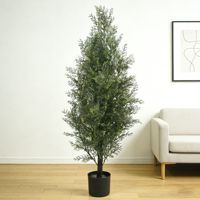 Arbres Topiaires en Cèdre Artificiel avec Pointe de Fixation au Sol, Arbustes Artificiels Résistants aux UV, Plantes de Cyprès Artificielles pour Jardin Extérieur et Intérieur