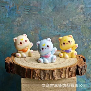 Cute Cartoon <b>Cat</b> Doll Plastic Resin DIY Desktop Ornament Car Decoration <b>Backpack</b> Pendant Mixed Color Random Style - Product Image 1