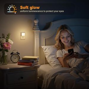 ไฟกลางคืนขนาดเล็ก 0.3W รูปทรงสี่เหลี่ยม พร้อมเซ็นเซอร์ตรวจจับแสงอัตโนมัติ ไฟ LED เสียบปลั๊ก ใช้ได้กับเด็กทารก เด็ก และผู้ใหญ่ - Product Image 2