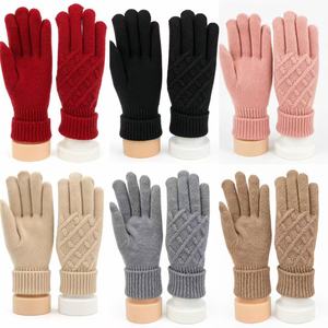 Gants d'hiver en tricot pour femmes, jacquard, couleur unie, gants magiques, compatibles écran tactile, thermiques, doux, extensibles, avec revers côtelé, mitaines extensibles - Product Image 6