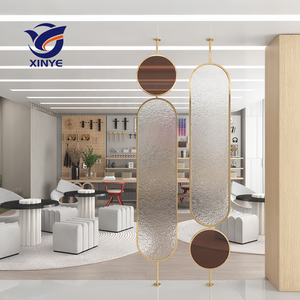 Divisor de Metal con marco de acero inoxidable ovalado dorado moderno personalizado con pantalla de cristal de espejo para partición de sala de estar de oficina - Product Image 6