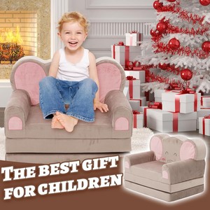 Cute Elephant Convertible 2-in-1 Baby Kids Mini <b>Fold</b> Out Armchair Modular Play Couch Lounger Set <b>Sofa</b> <b>Bed</b> for Playroom & Bedroom - Product Image 5