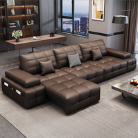 Canapé-lit modulaire minimaliste italien de luxe en cuir véritable STG réglable, couleur marron, pour hôtel, salon